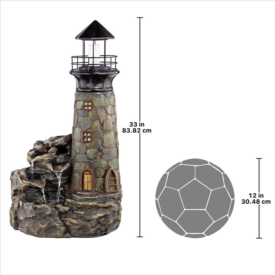 Design Toscano Seaside Lighthouse LED Illuminated Cascading Garden Fountain, White