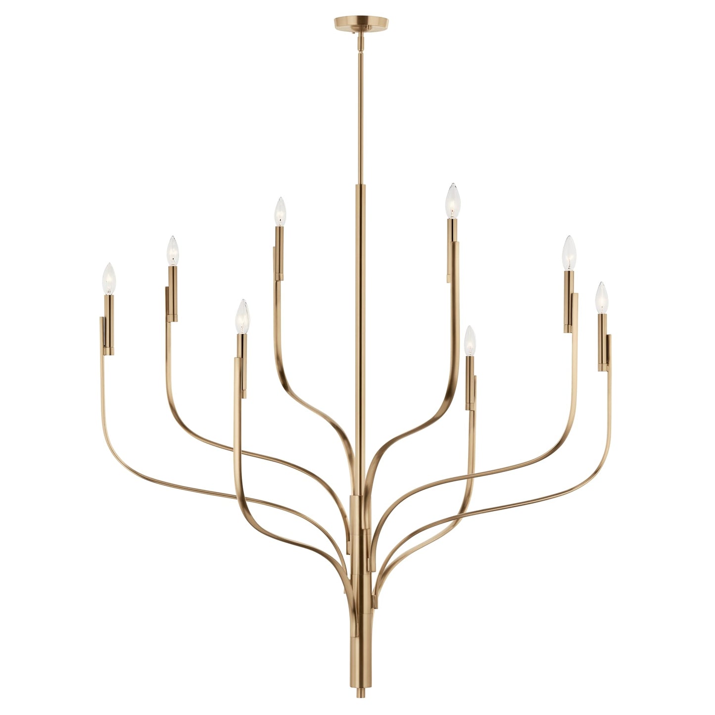 KICHLER Livadia 8-Light Chandelier, Soft Modern-Light in Champagne Bronze, for Foyer, Great Room, or Vaulted Dining or Bedroom (47.75" x 47.75"), 52675CPZ