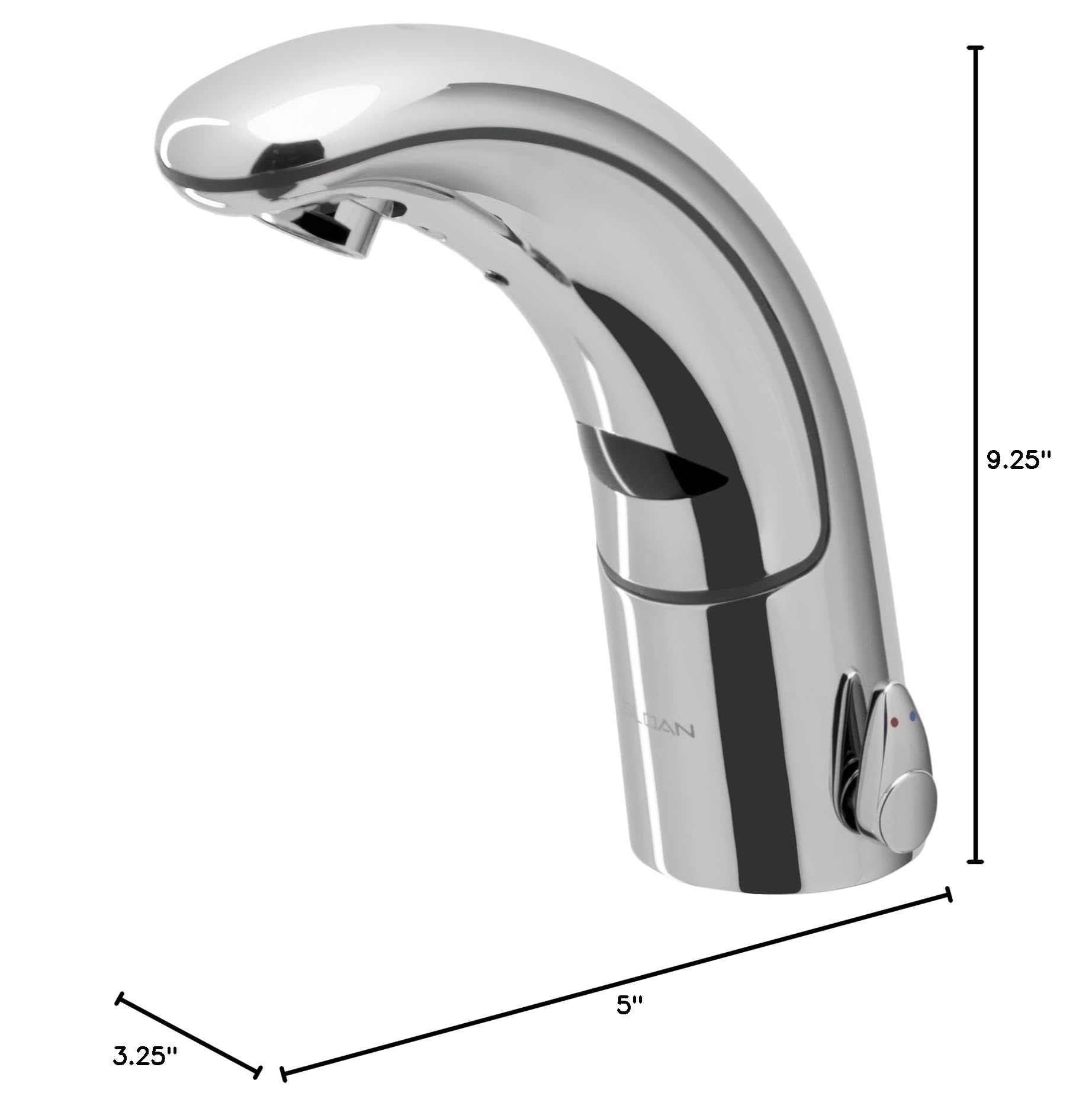 Sloan Optima EAF-100-ISM Sensor Activated Touch-Free Faucet, Commercial Grade with Mounting Hardware - 1.5 GPM Hardwired-Powered Deck-Mounted Mid Body, Polished Chrome Finish, 3335004