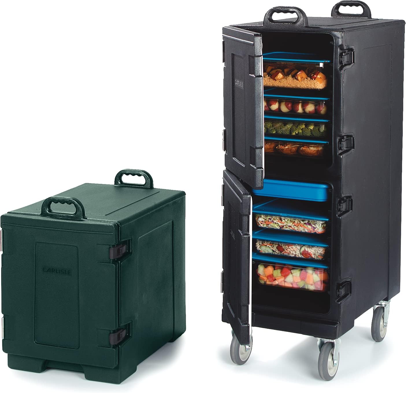 Carlisle FoodService Products Cateraide Insulated Front Loading Food Pan Carrier with Casters for Catering, Events, and Restaurants, Plastic, 10 Pans, Black