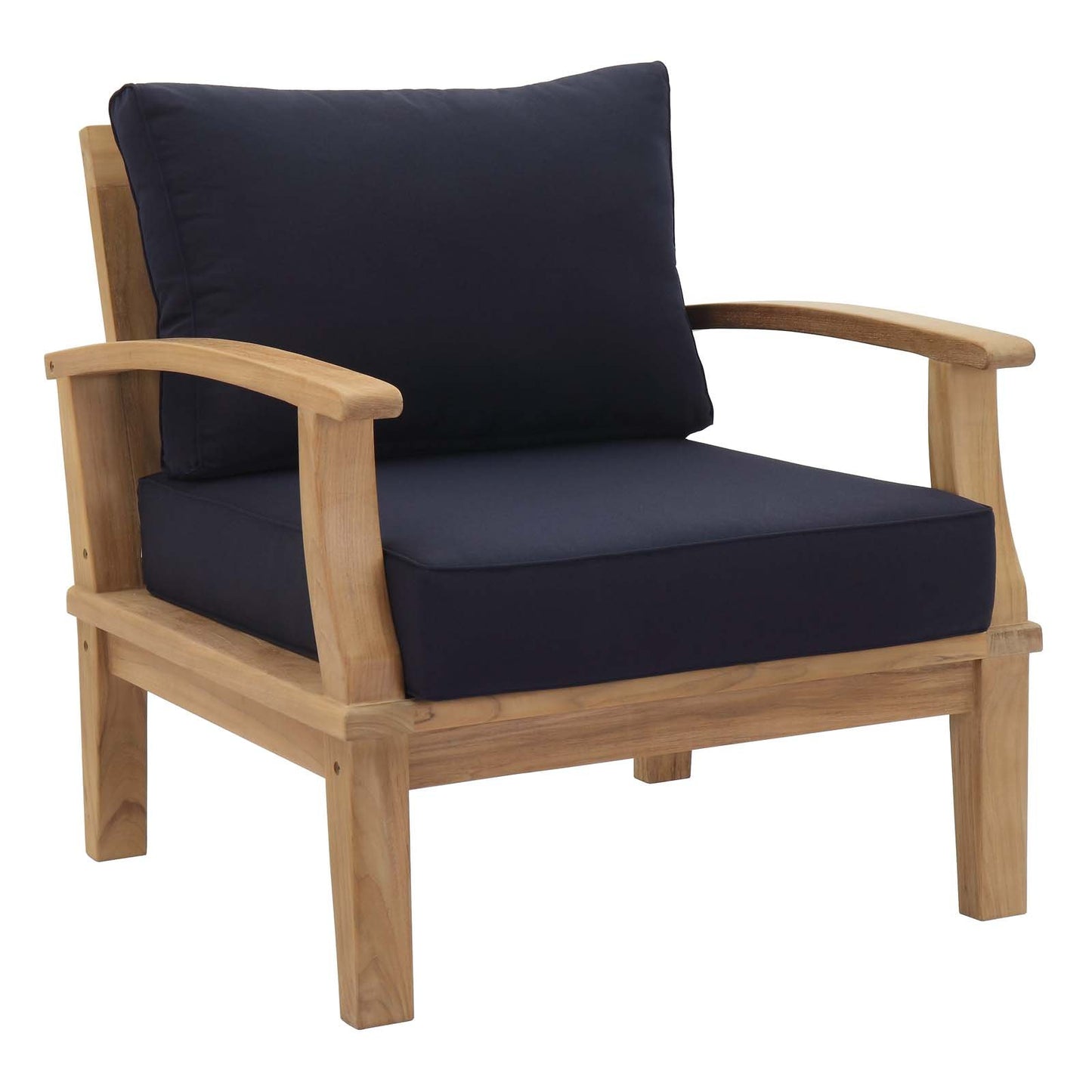 Modway EEI-1819-NAT-NAV-SET Marina Premium Grade A Teak Wood Outdoor Patio Armchairs-Set of 2, Natural Navy