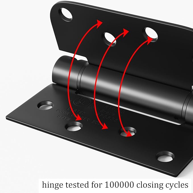Haidms 12 Pack Self Closing Door Hinges 4 Inch Matte Black Spring Hinge with 5/8'' & Square Radius Corner Adjustable Tension Spring Loaded Hinges for Residential & Heavy-Duty Door Hardware