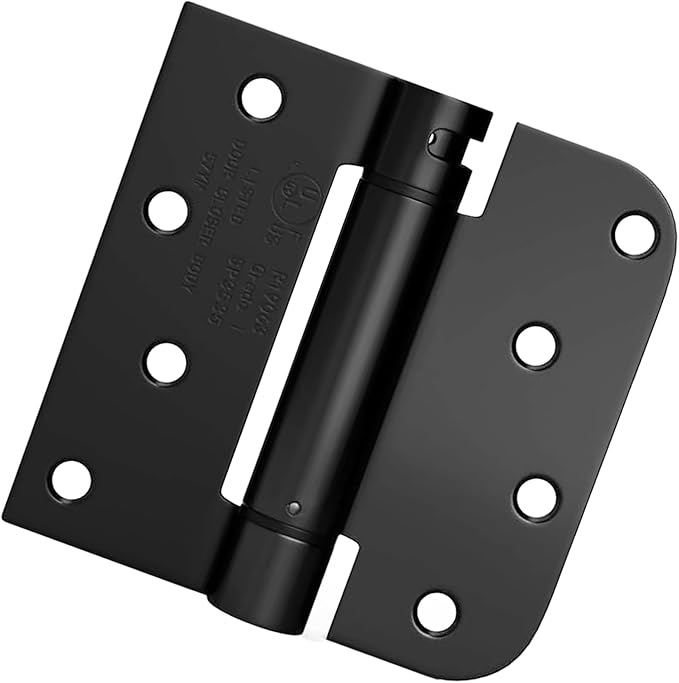 Haidms 12 Pack Self Closing Door Hinges 4 Inch Matte Black Spring Hinge with 5/8'' & Square Radius Corner Adjustable Tension Spring Loaded Hinges for Residential & Heavy-Duty Door Hardware