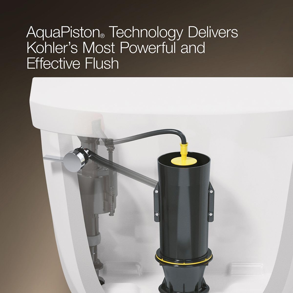 KOHLER K-6669-7 Memoirs Stately Comfort Height Elongated 1.28 GPF Toilet with Aqua Piston Flush Technology, Concealed Trap Way and Left-Hand Trip Lever (2 Piece), Black