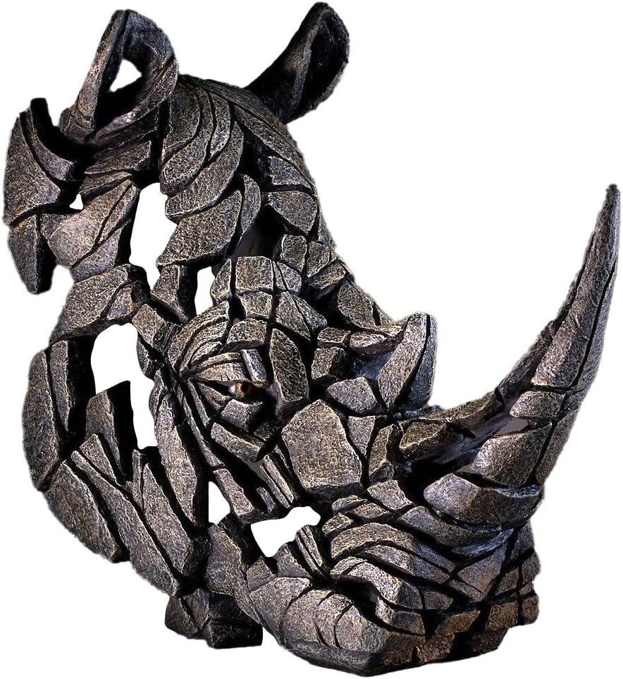 Enesco Edge Sculpture Rhinoceros Head Bust Animal Figurine, 19.3 Inch, Dark Grey