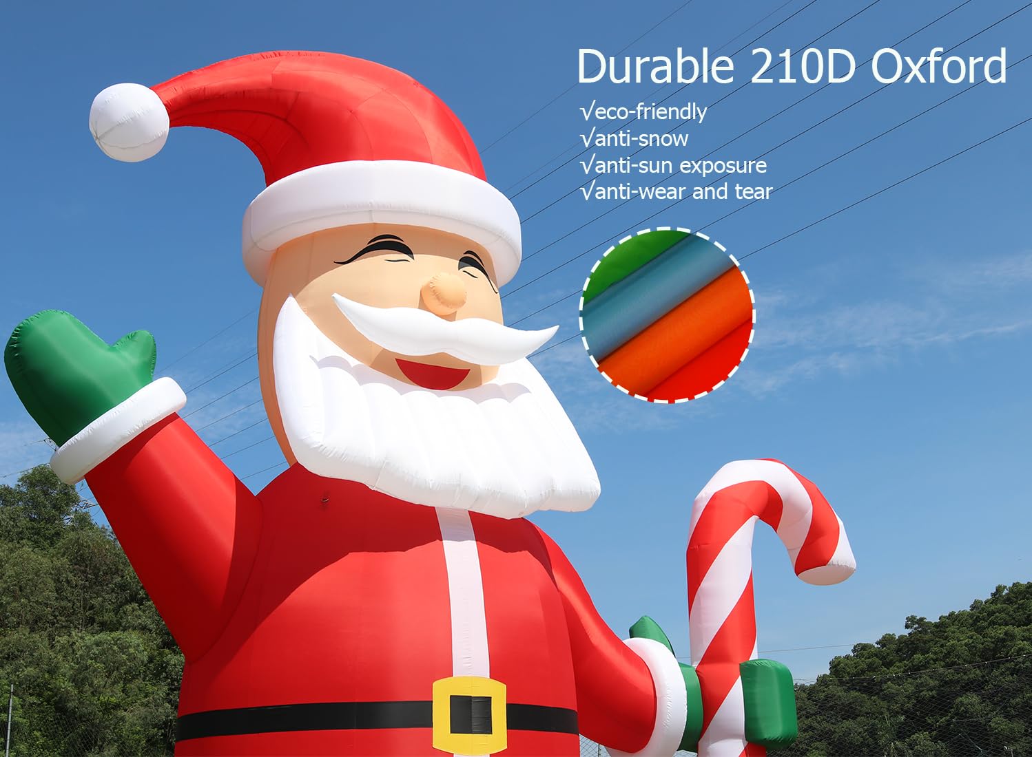 20FT Giant Santa Claus Inflatable for Christmas - with Gift Box & Candy Canes, (370w Blower), (Solid Oxford) Blow up Large Santa for Yard Lawn Holiday Xmas Party Outdoor Decorations