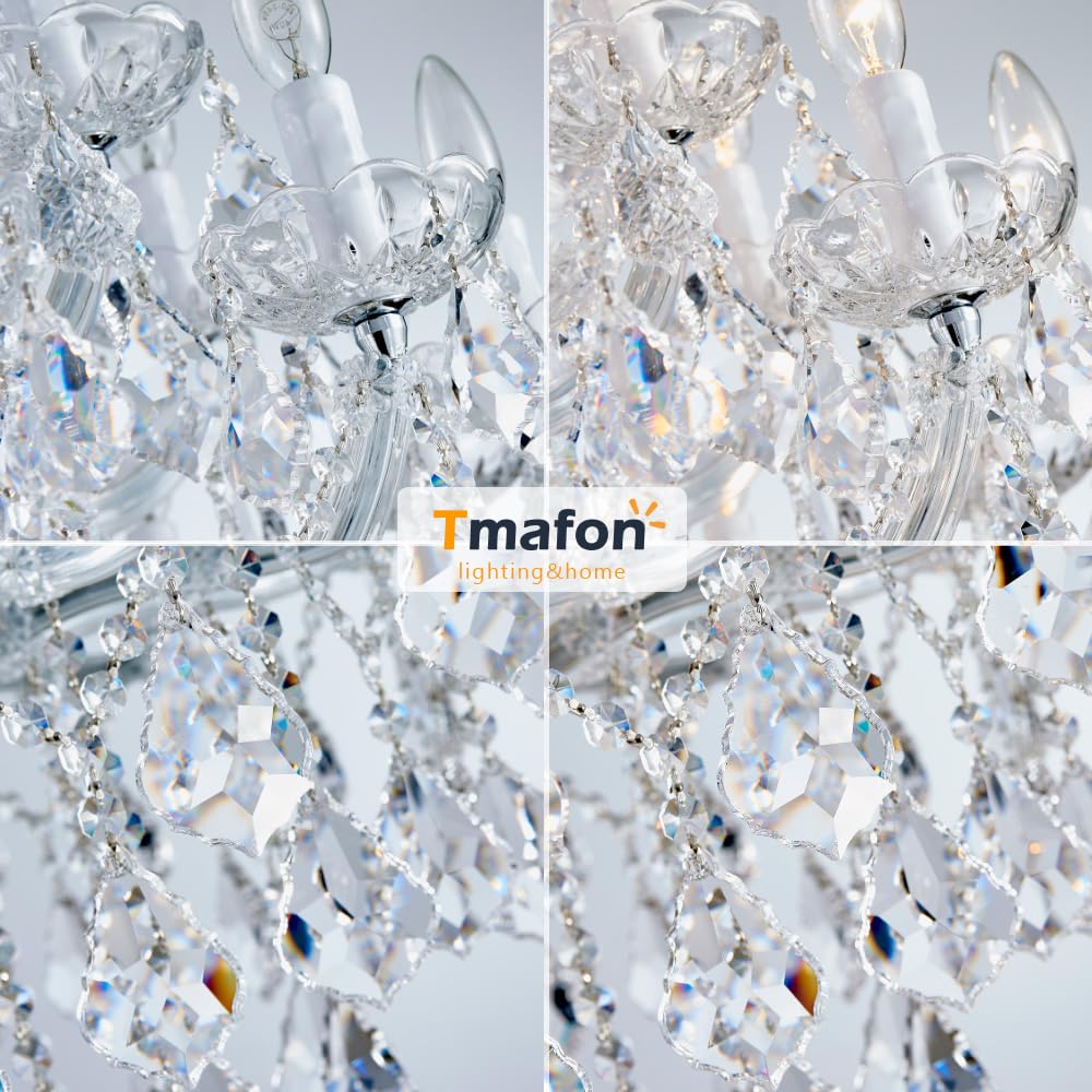 TMAFON Large High Ceiling Modern Chandeliers - 24 Lights, 3 Layers Crystal Chandelier Light Fixtures for Lobby, Foyer, Entrance Hall, Staircase
