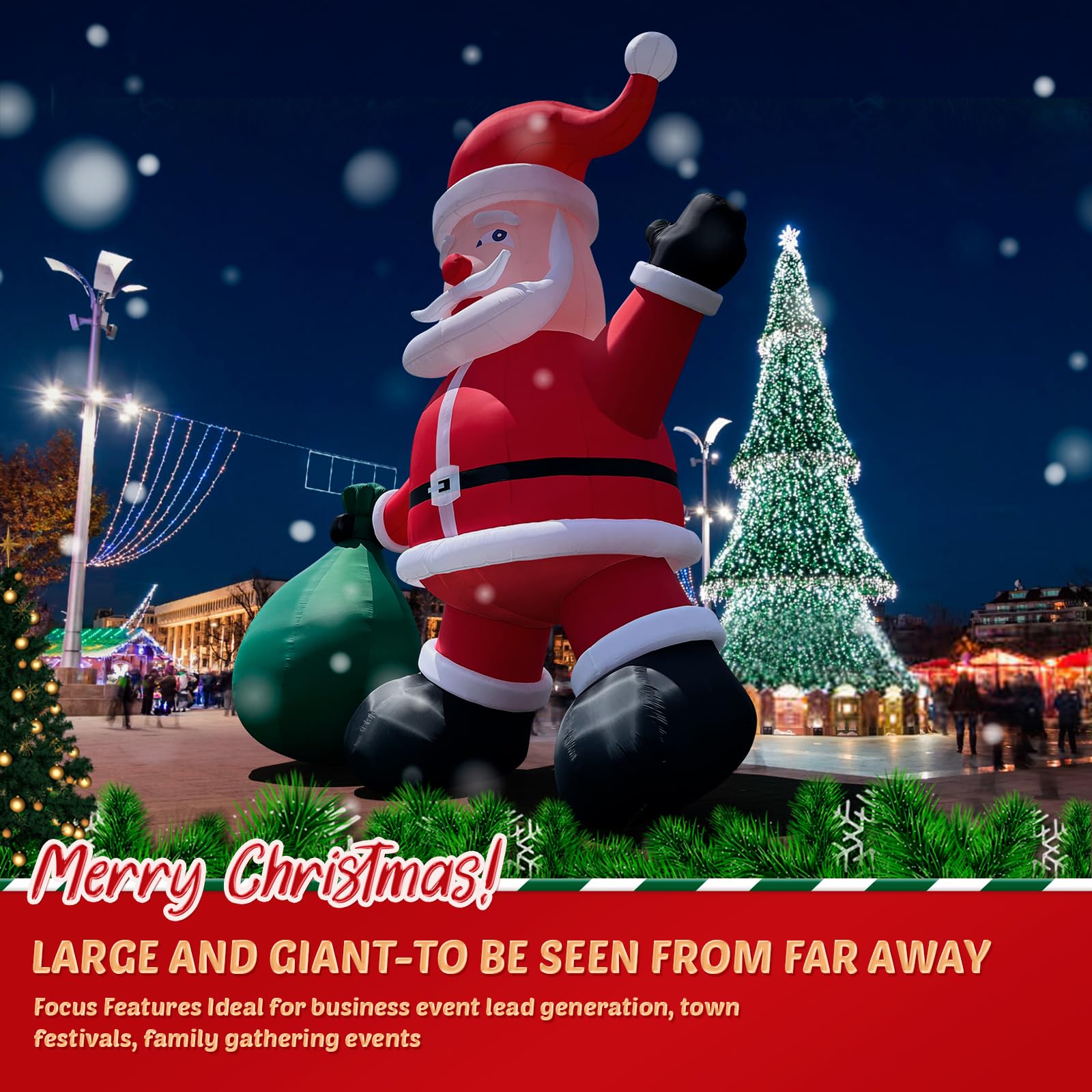 Giant Inflatable Santa Claus 26FT with UL Blower for Christmas Yard Decoration Outdoor Lawn Xmas Party Decor Blow Up Xmas Decorations with No Light (26FT Santa Claus Carrying Bag)
