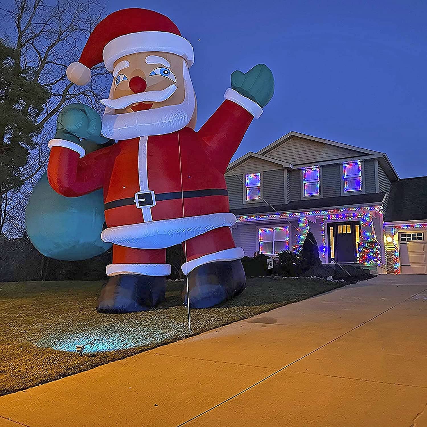 TKLoop Giant 26Ft Premium Inflatable Santa Claus with Blower for Christmas Yard Decoration Outdoor Yard Lawn Xmas Party Blow Up Decoration with No Light