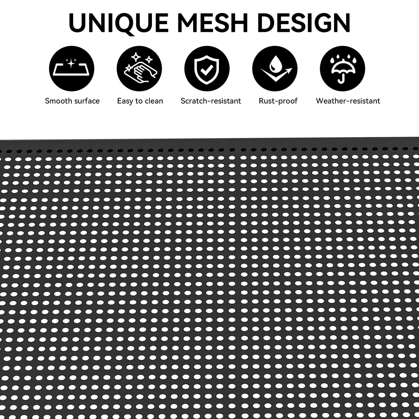 YITAHOME 37" Metal Picnic Table, Powder Coated Outdoor Picnic Table with Heavy-Duty Steel Frame, Adjustable Seats & Umbrella Hole for Yard, Patio, Lawn, Party, Black, Square