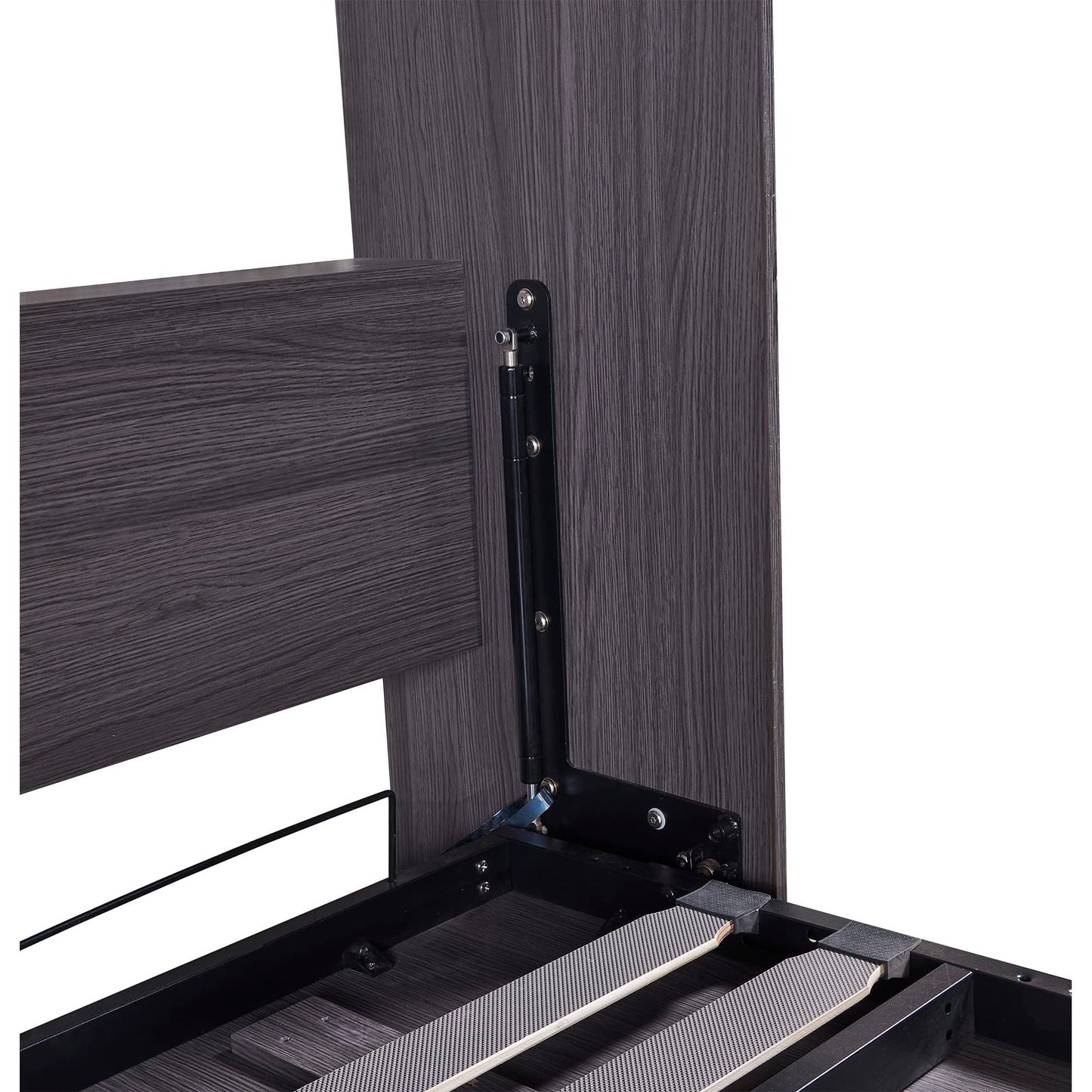 Ball & Cast Murphy Bed Full Size Storage Cabinet Bed Frame with Wardrobe and Drawers,can be Folded,Metal Hideaway Bedframe W/Wood Slat Support,for Kids Bedroom,Student Dorms,Gray