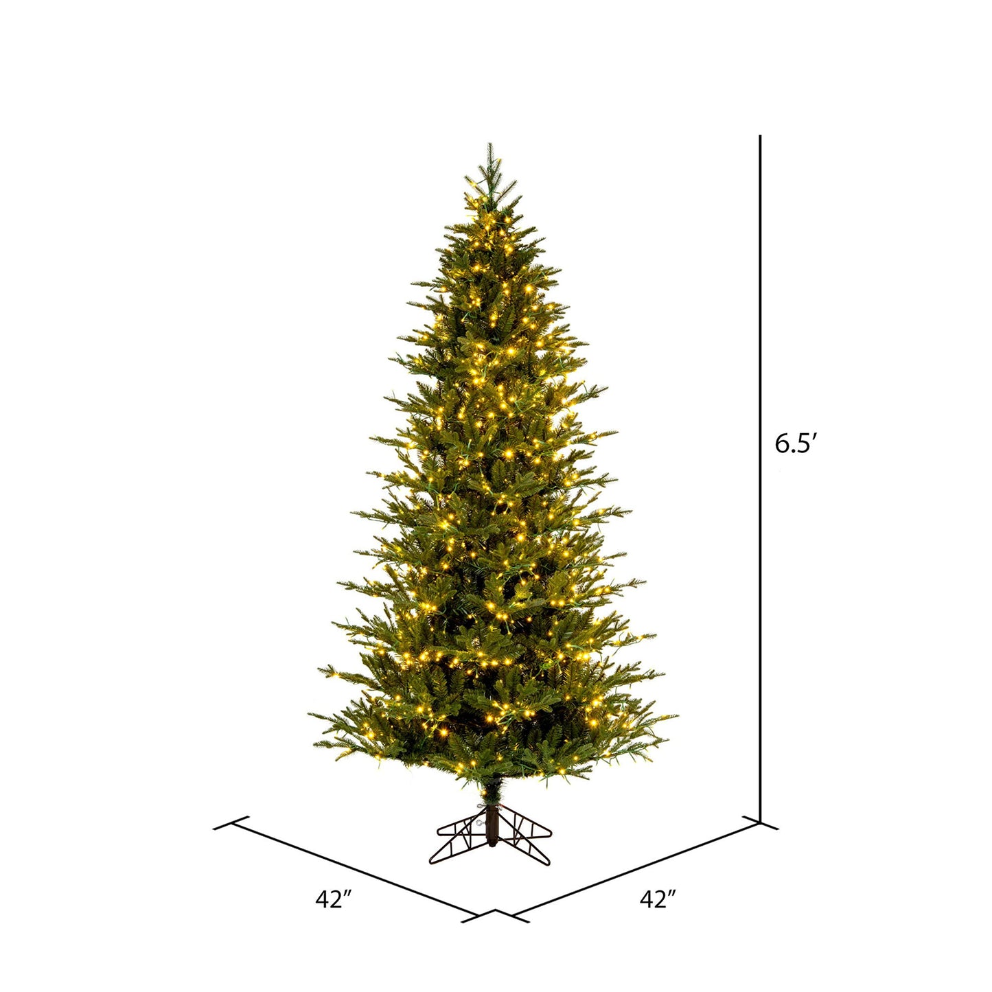 Vickerman 6.5' x 40" Kamas Fraser Fir Artificial Christmas Tree, 3mm LED Color Changing Lights - Lifelike Indoor Seasonal Home Decor - Maintenance Free Faux Fraser Fir Christmas Tree