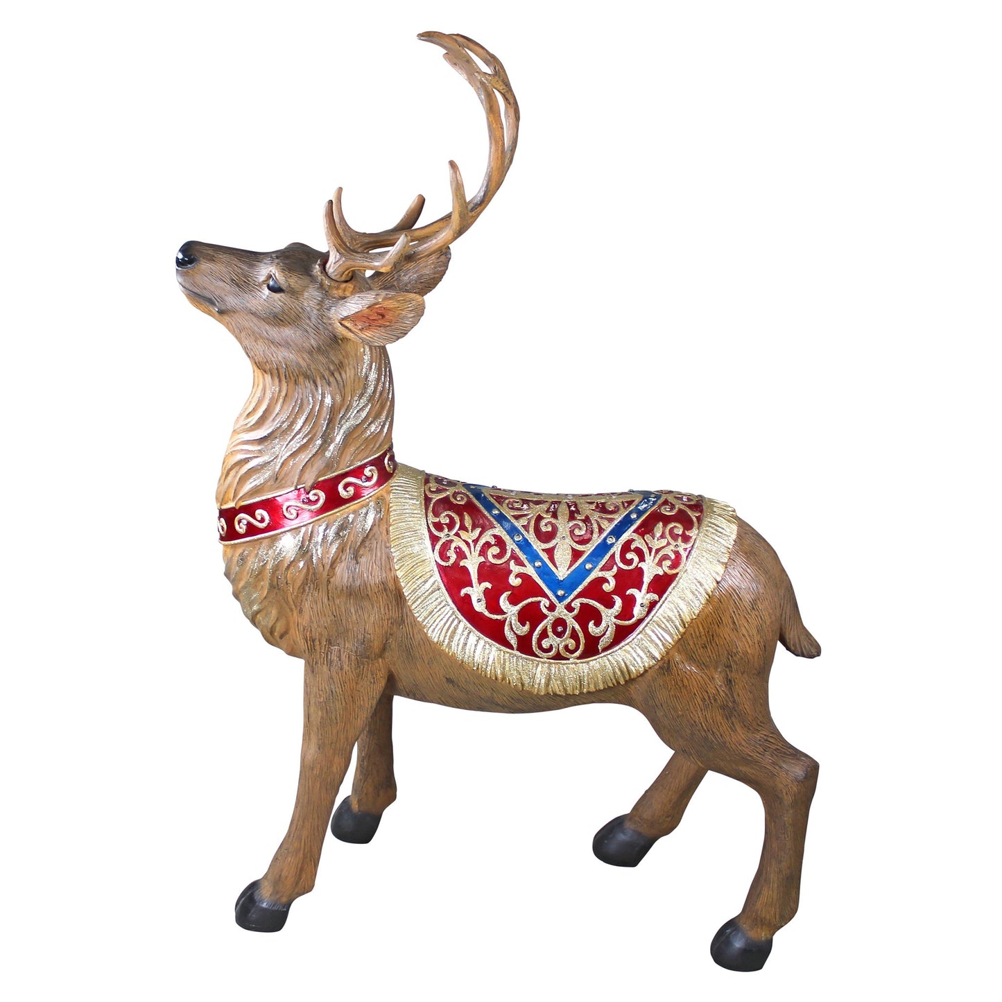 Design Toscano Christmas Decorations - Santa Claus North Pole Illuminated LED Reindeer Statue - Holiday Decor
