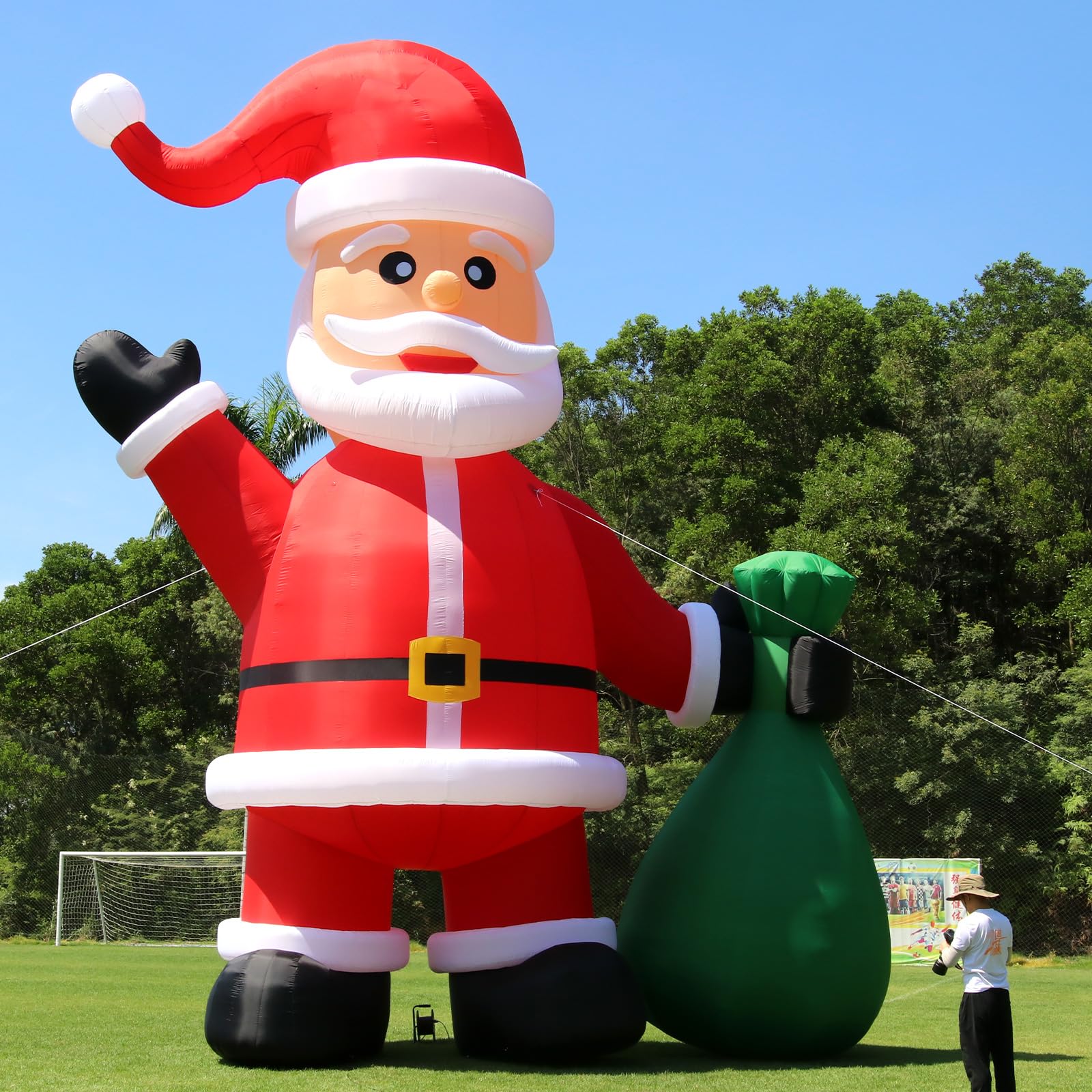 Hanaiette Giant 26Ft/33Ft Christmas Inflatable Santa with Blower, Premium Inflatable Outdoor Santa Claus for Christmas Yard Decoration Outdoor Lawn Yard Xmas Party Blow Up Decoration (20Ft), Red