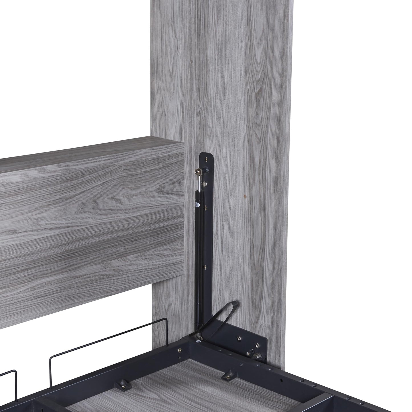 Favfurish Twin Size Murphy Bed,Cabinet Bed Frame with Storage Shelves,Wood Foldable PlatformBed Vertical Wall Bedframe for Bedroom Guest Room, White