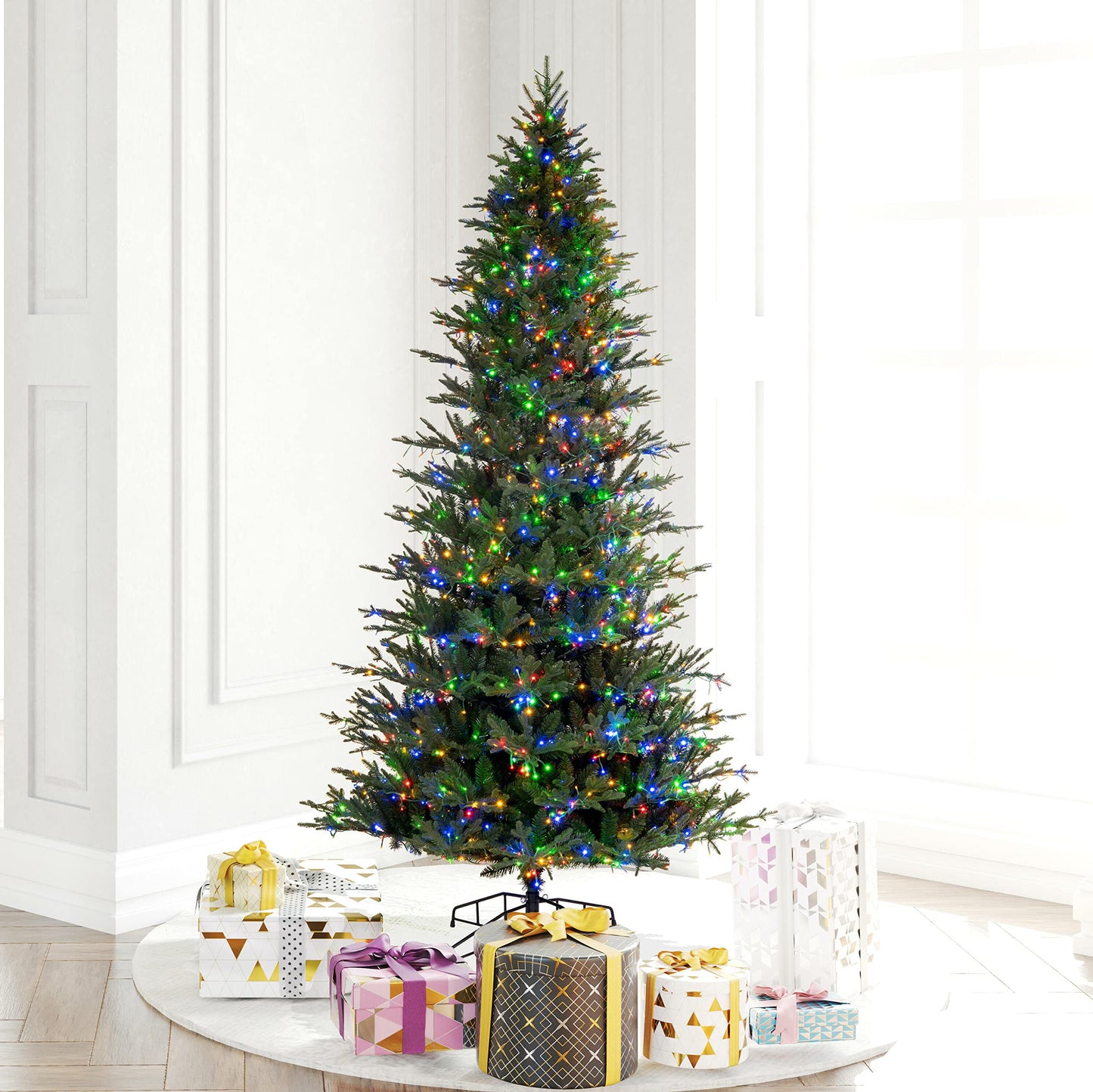 Vickerman 6.5' x 40" Kamas Fraser Fir Artificial Christmas Tree, 3mm LED Color Changing Lights - Lifelike Indoor Seasonal Home Decor - Maintenance Free Faux Fraser Fir Christmas Tree