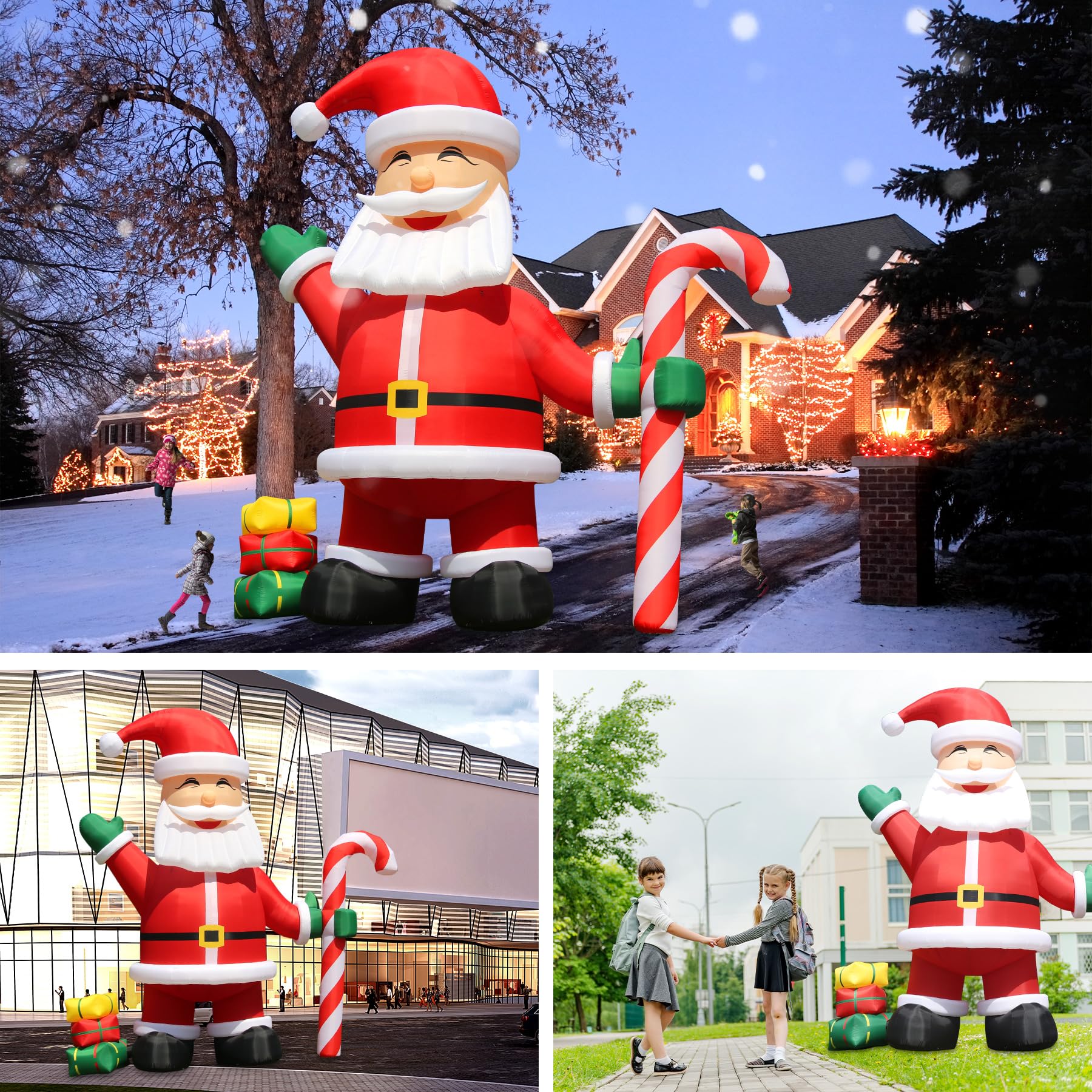 20FT Christmas Giant Inflatable Santa Claus with Blower Premium Blow up Christmas Outdoor Yard Decoration for Holiday Party Xmas with 370W Strong Air Bolwer