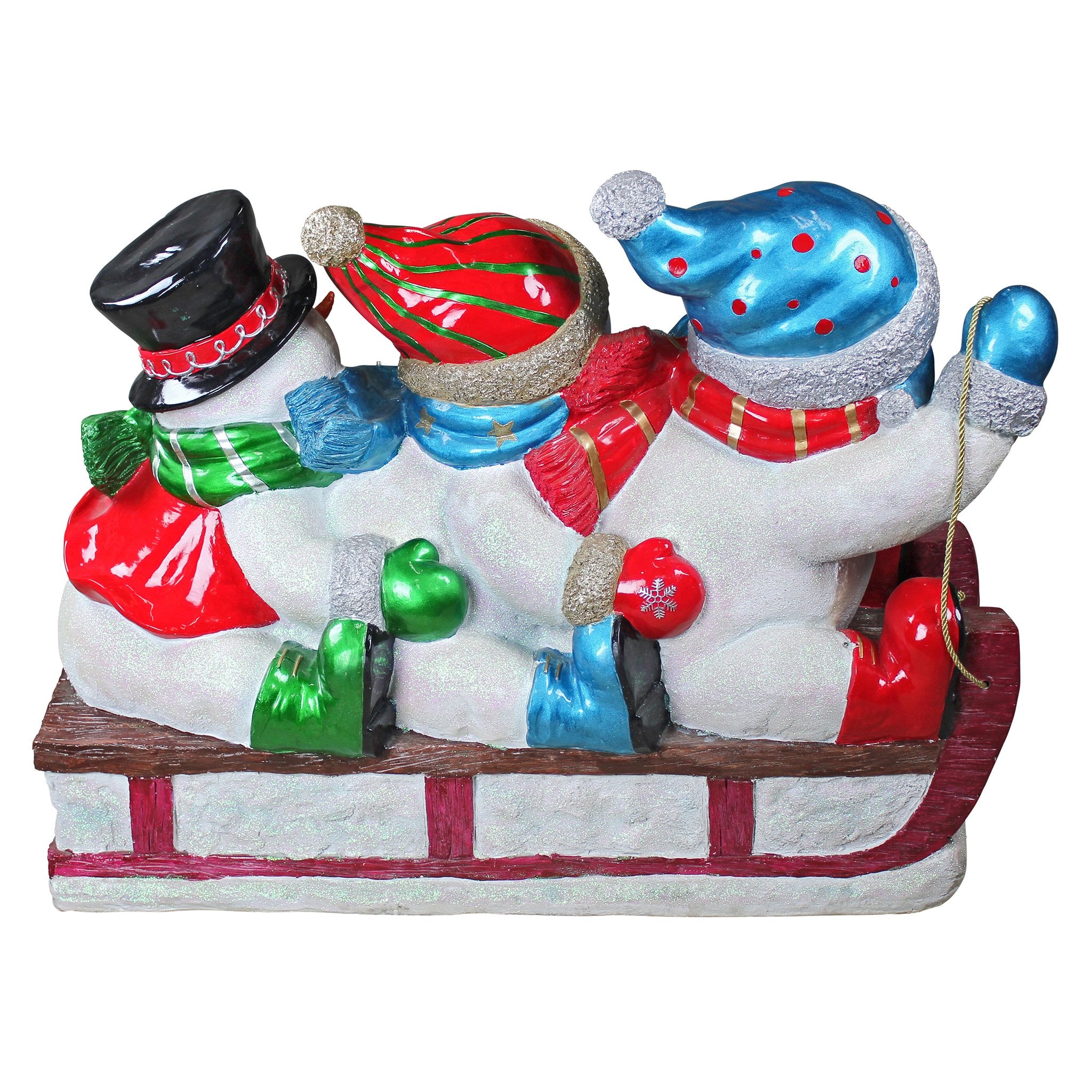 Design Toscano Downhill to the Holidays Illuminated Snowman and Sled Statue