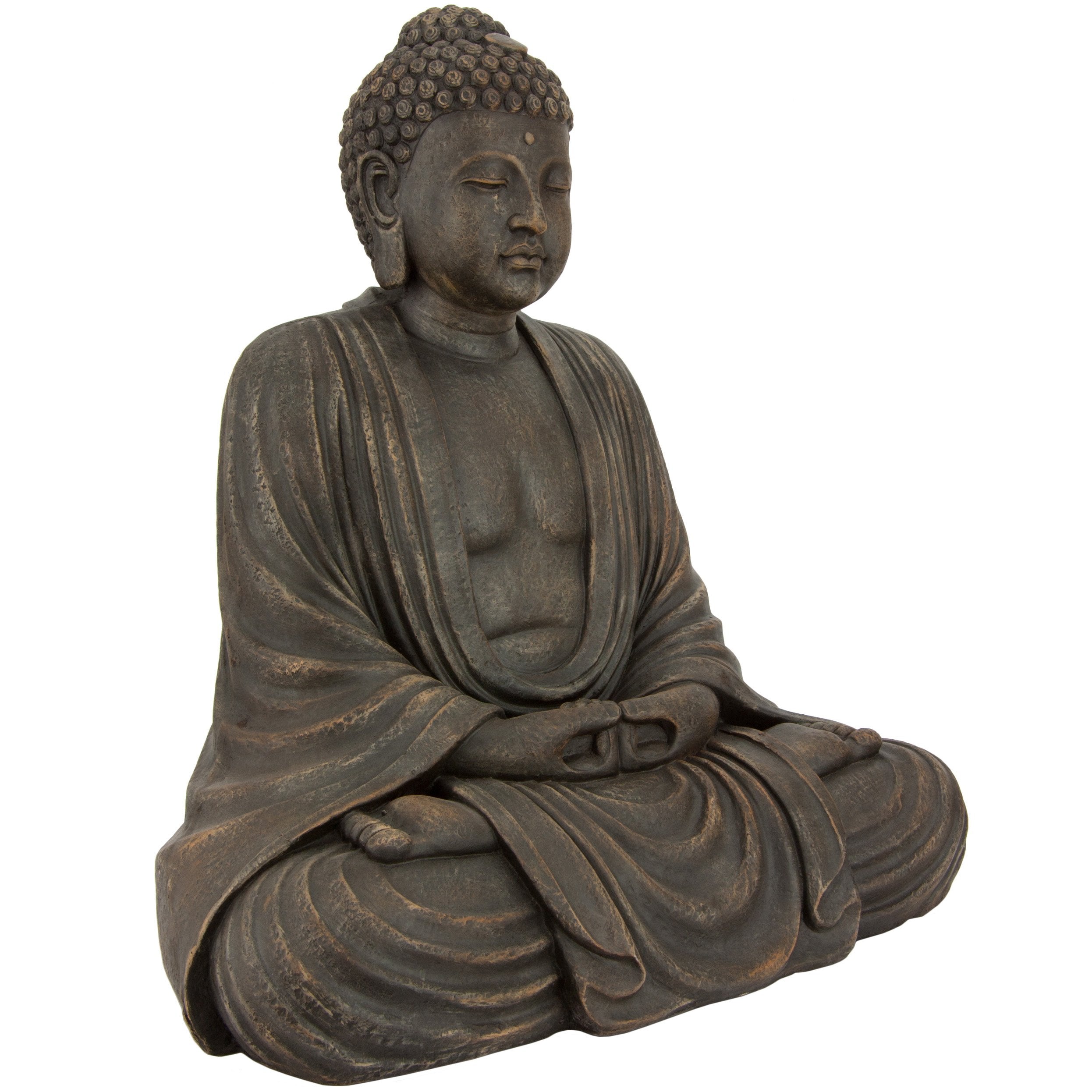 Red Lantern 2.5 ft. Tall Japanese Sitting Buddha Statue