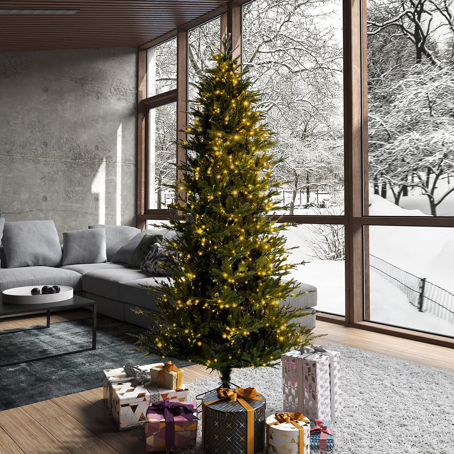 Vickerman 6.5' x 40" Kamas Fraser Fir Artificial Christmas Tree, 3mm LED Color Changing Lights - Lifelike Indoor Seasonal Home Decor - Maintenance Free Faux Fraser Fir Christmas Tree